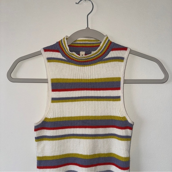 Moth Anthropologie Mock Neck Linen Blend Ribbed Tank Top XS - Picture 5 of 8